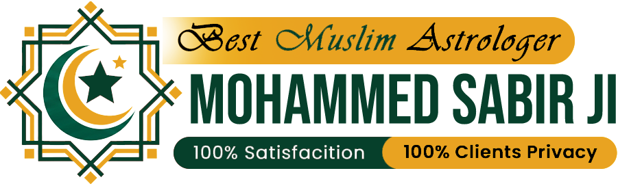 Best Muslim astrologer Mohammed promotional banner with satisfaction guarantee.