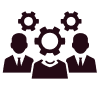 Teamwork and business management icon with gears illustration.
