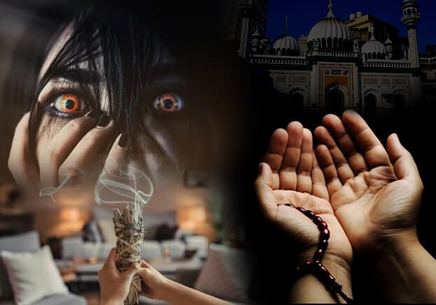 Person performing Islamic prayer with candlelight seeking protection and blessings.