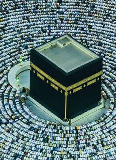 Holy Kaaba in Makkah close-up religious image.