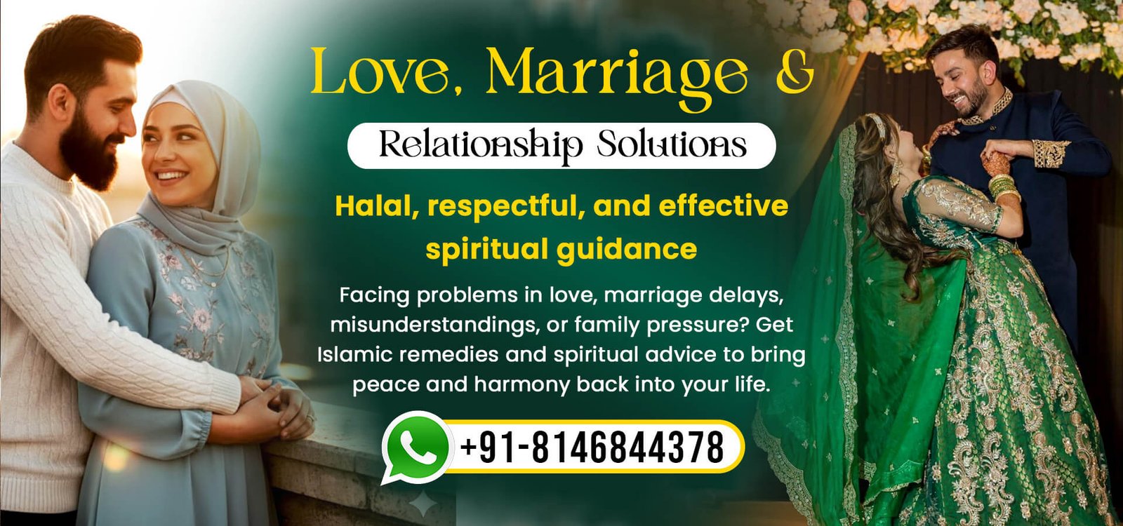 Love and marriage relationship problem solution banner.